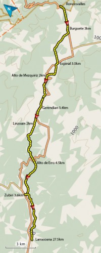 Roncesvalles to Larrasoana Map