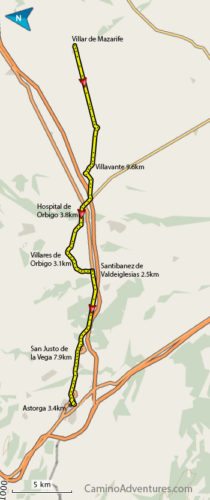 Villar de Mazarife to Astorga Map