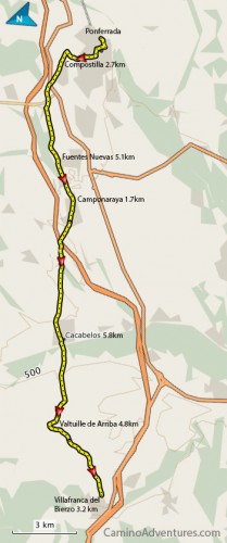 Ponferrada to Villafranca del Bierzo Map