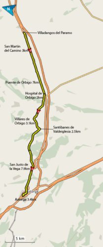 Villadangos Del Paramo to Astorga Map
