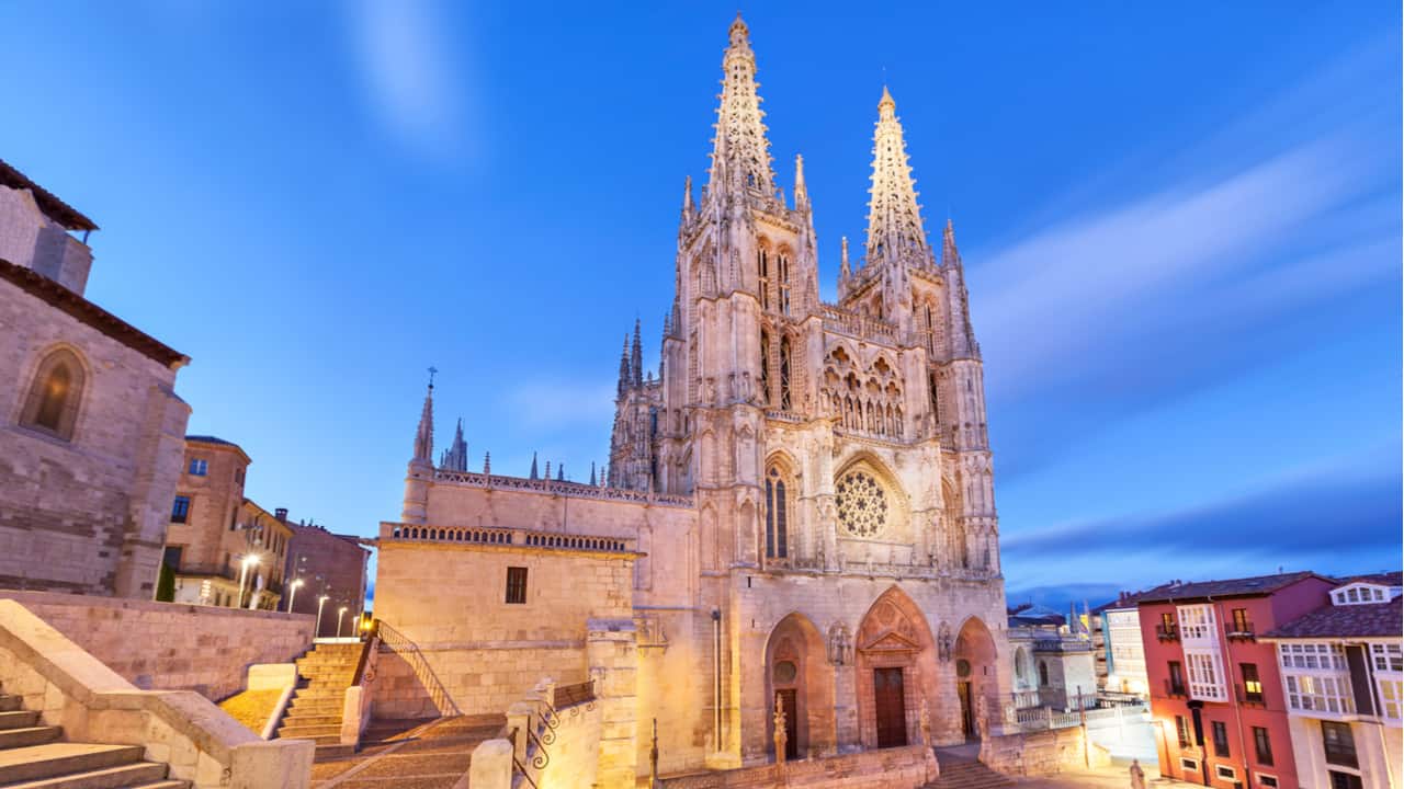 Burgos cathedral in the evening