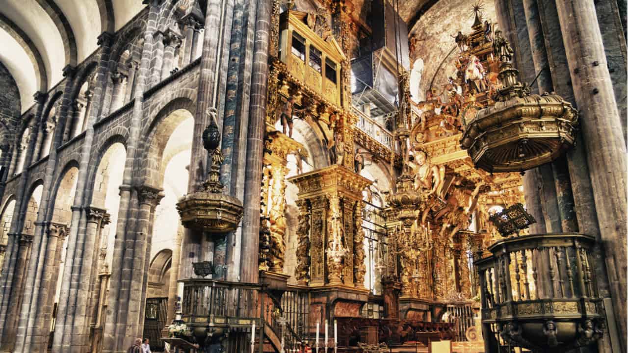 Inside Santiago de Compostela Cathedral