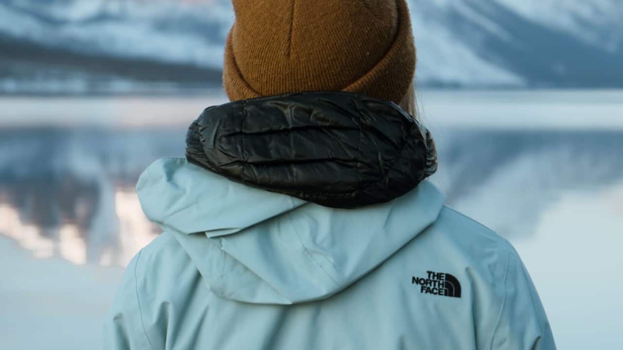 Hiker wearing a North Face Jacket