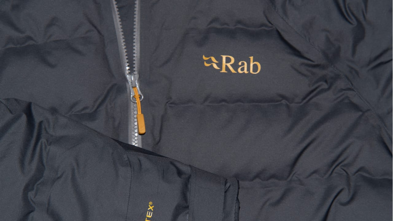 Rab logo on a jacket