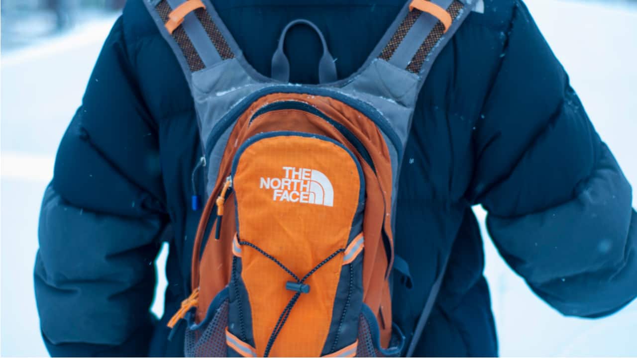 North Face logo on a backpack