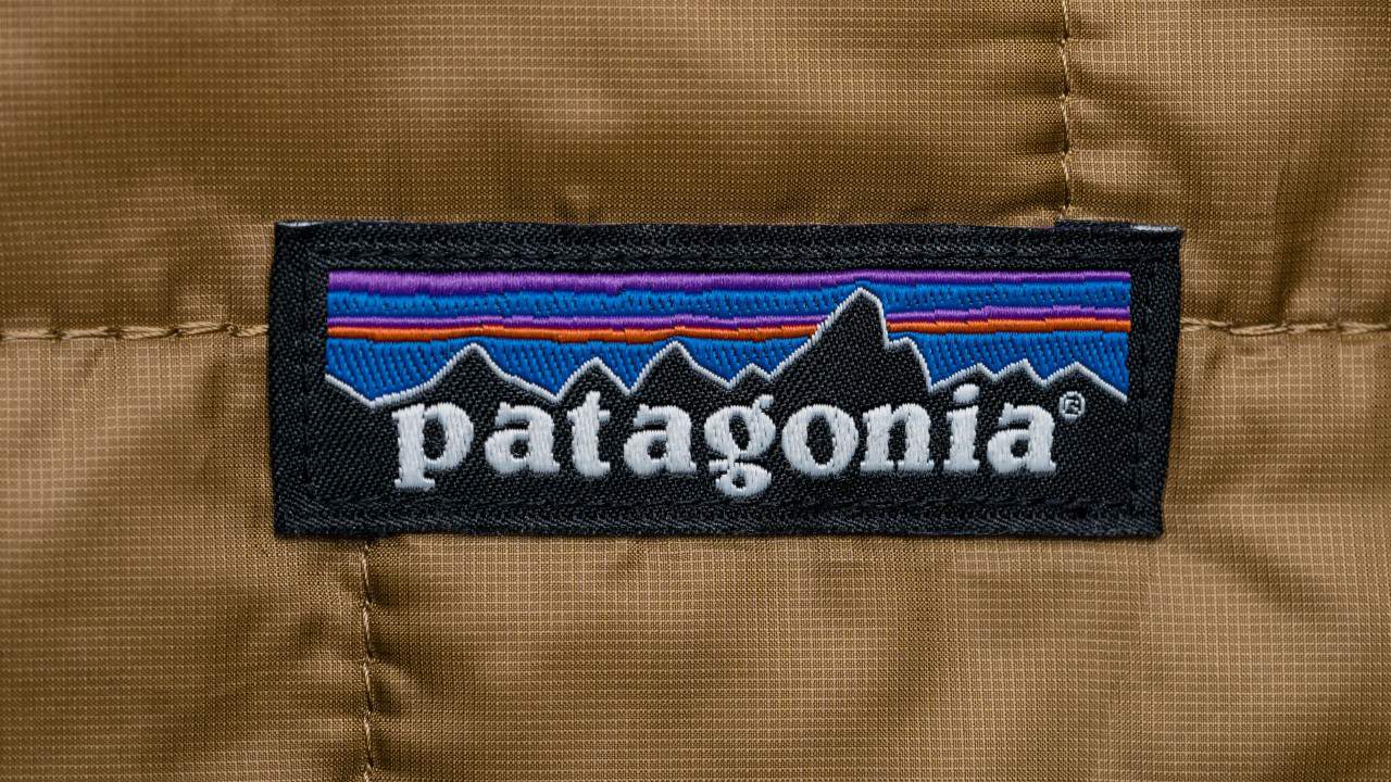 Closeup of Patagonia's logo