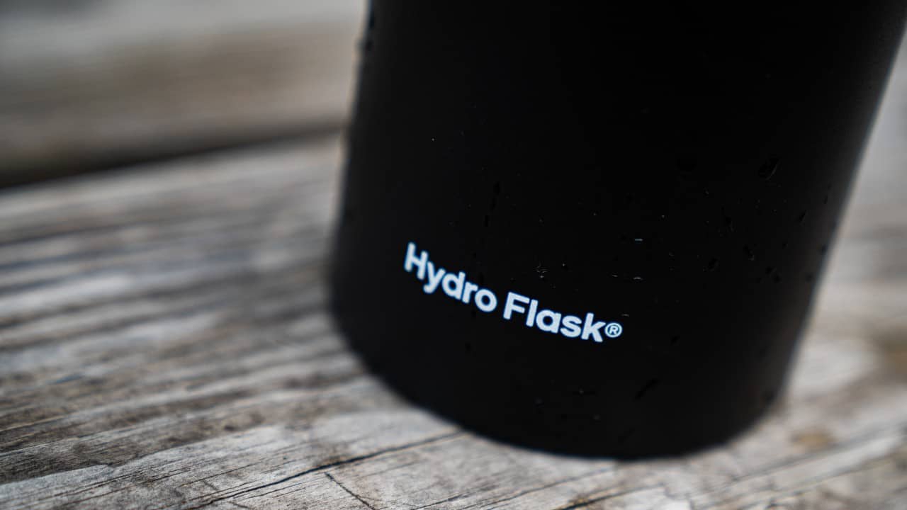 Close-up of a black Hydro Flask