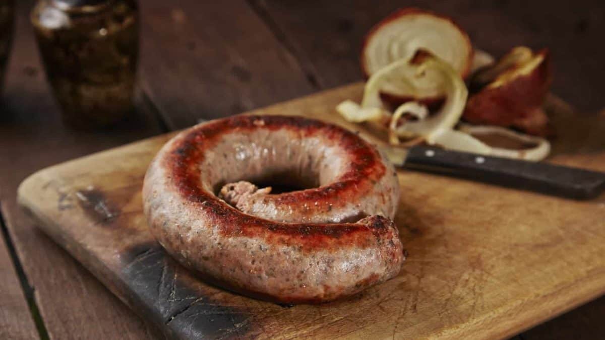 Cumberland sausage on a plate