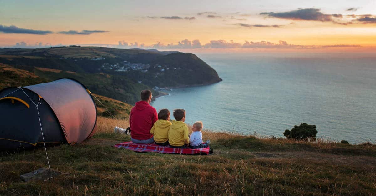 Family wild camping in Exmoor National Park