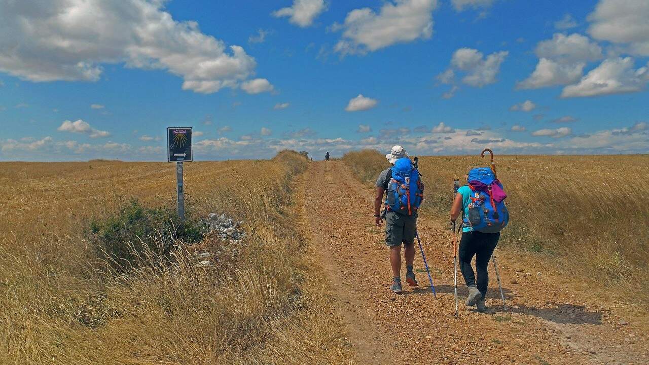 Camino pilgrims with backpacks