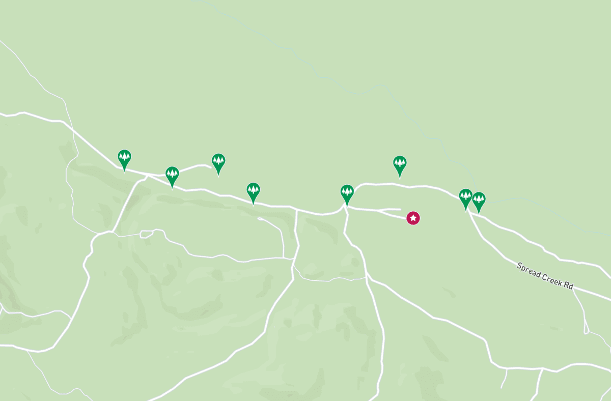 Spread Creek dispersed camping map