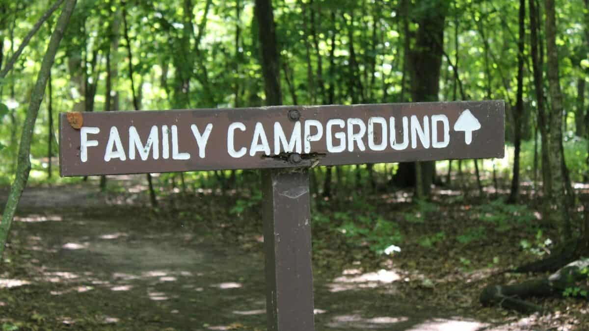 Camping sign in California