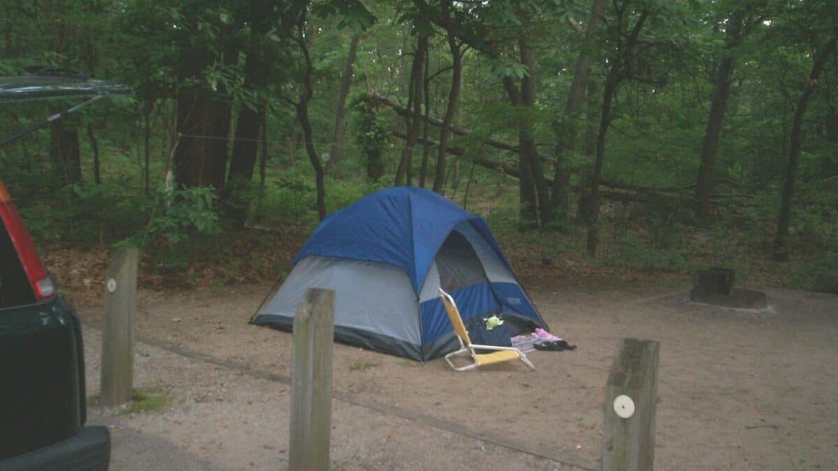 Dispersed camping site near the Indiana Sand Dunes