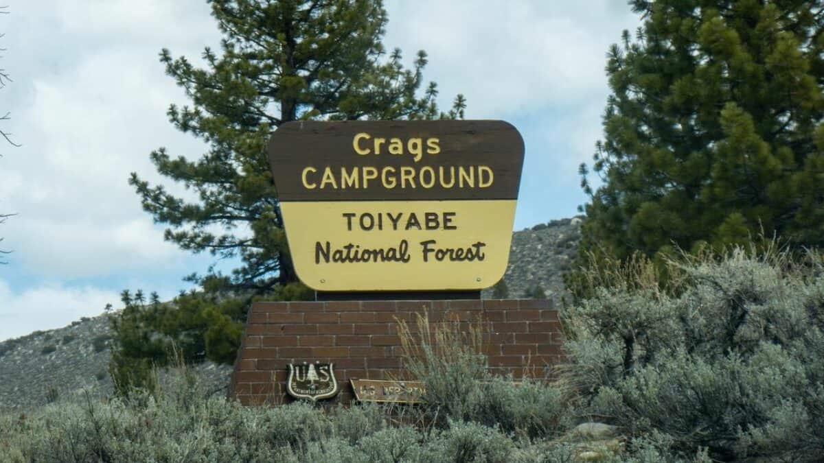 Crags Campground Sign near Pikes Peak in Colorado