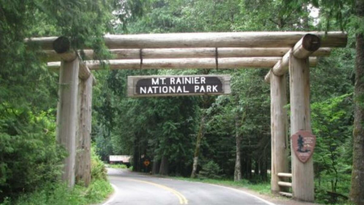 Nisqually Entrance to Mt Rainier National Park near Skate Creek Dispersed Campground