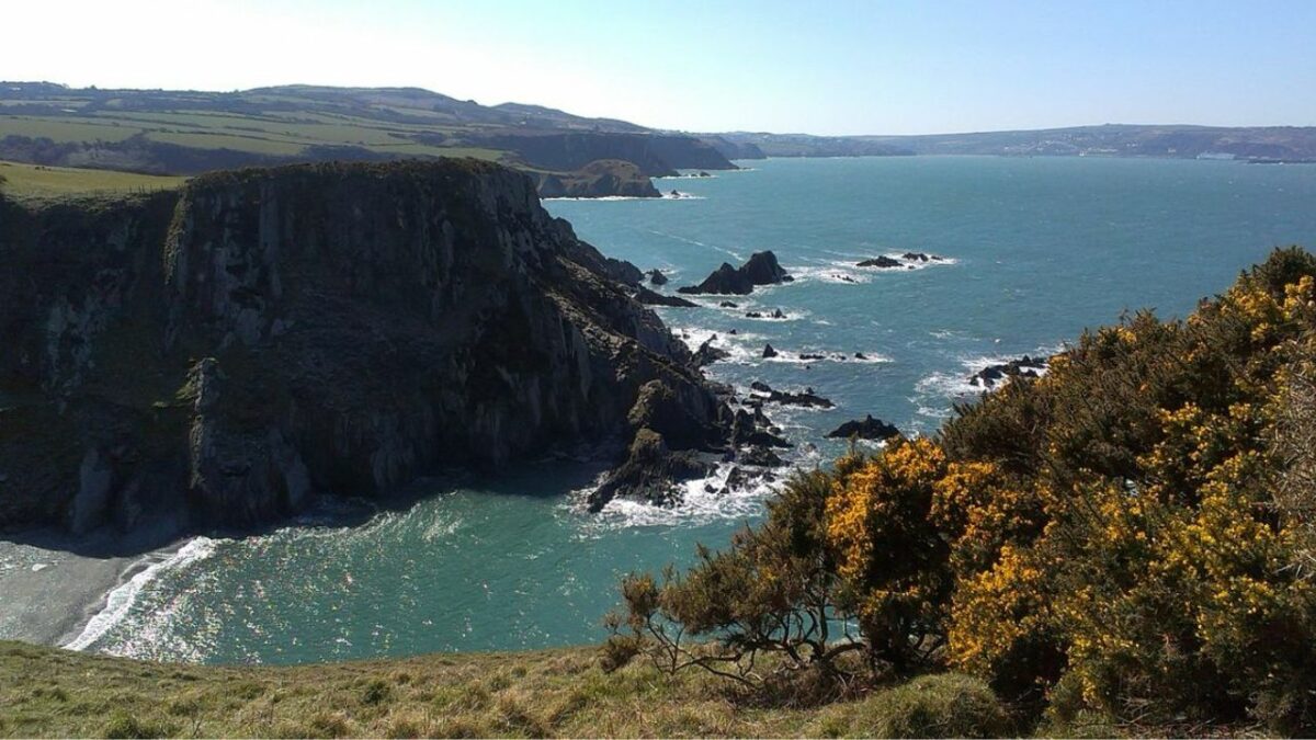 Cliffs and beaches along the Pembrokeshire Coast Path National Trail
