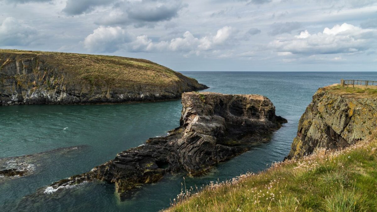 Cardigan Bay's rocky cliffs on the Welsh coast