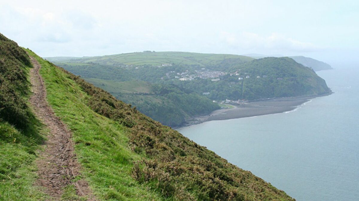 Cliff overlooking a beach in Countisbury