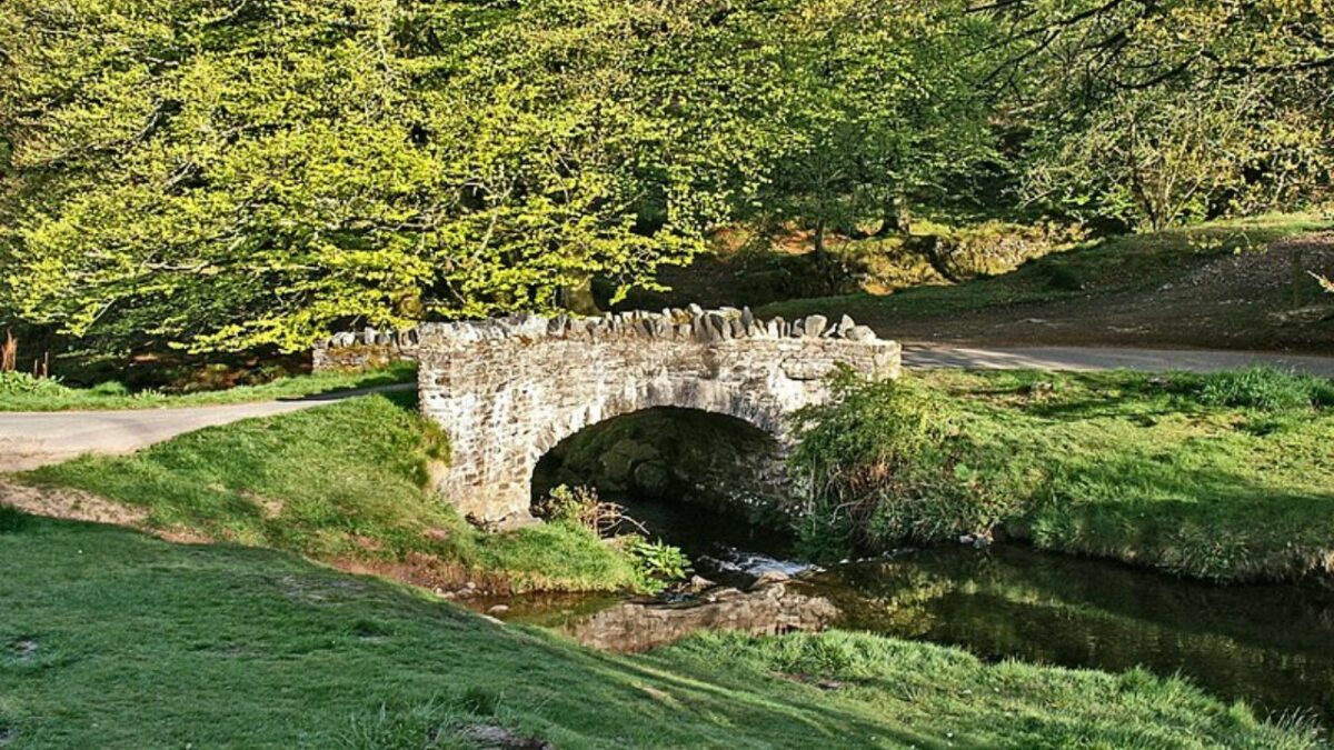 Robber's bridge over a small river in Exmoor, England