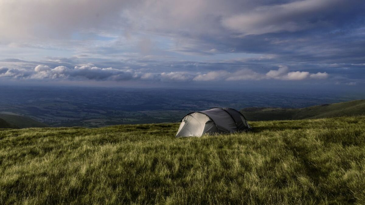 A wild camping tent in the nature of Wales