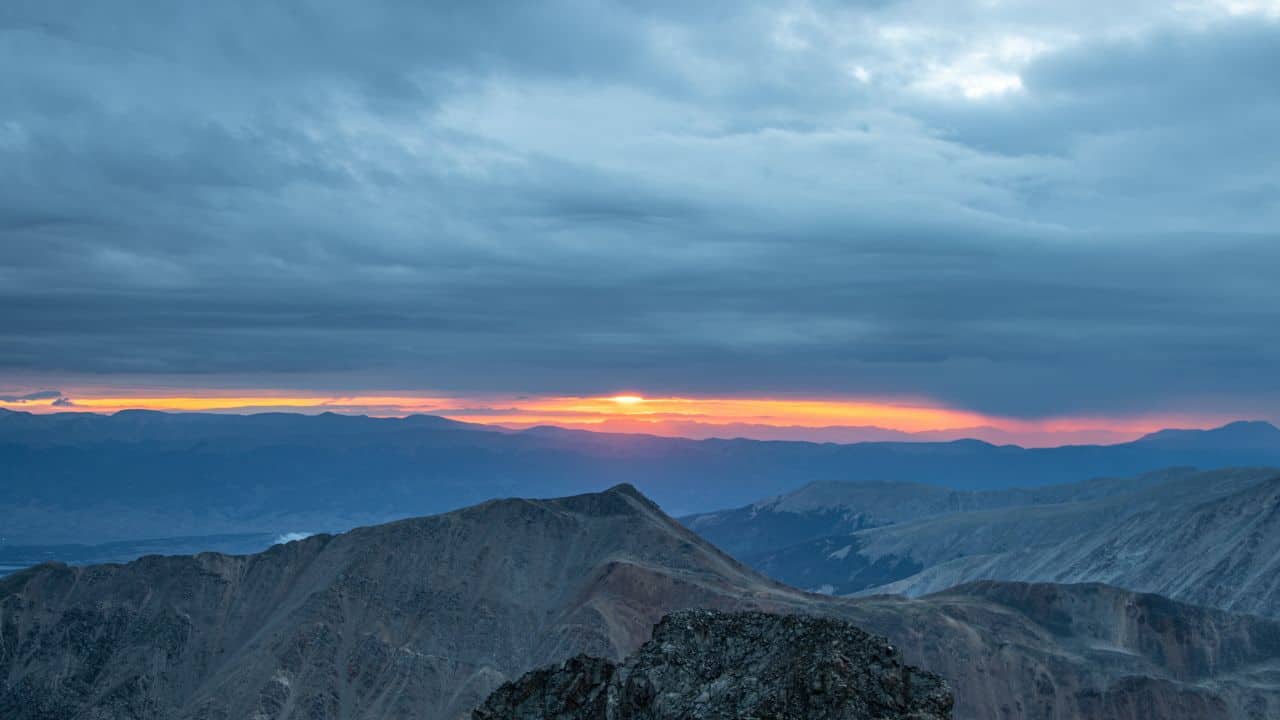 Sunset over the La Plata mountain range in Colorado