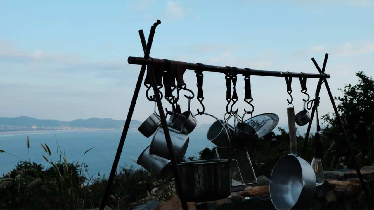 Cookware at a wild campsite