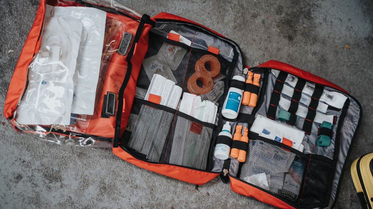 First aid kit of a camper
