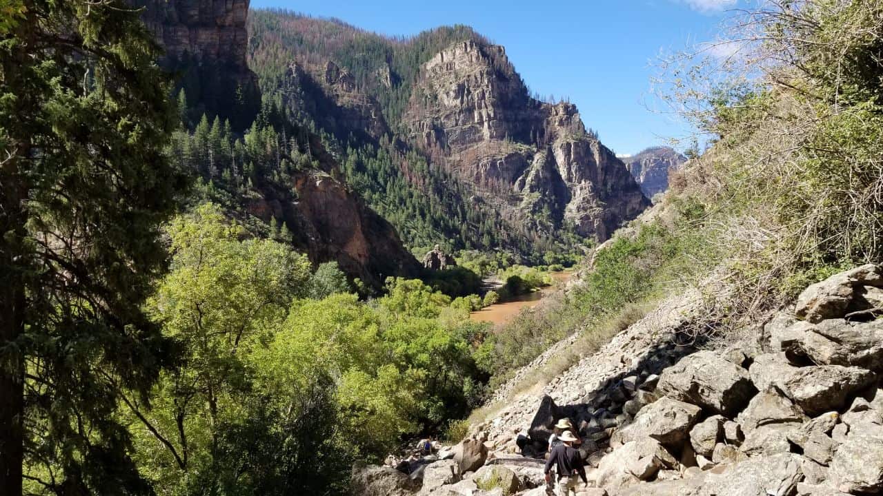 Hikers on a rocky trail in Glenwood Springs