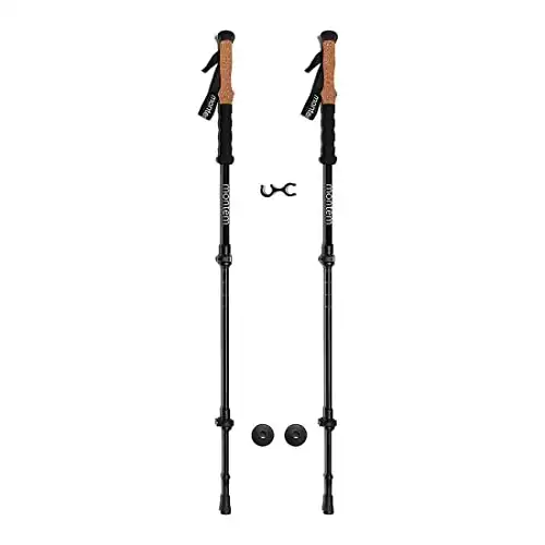 Montem Ultra Strong Trekking, Walking, and Hiking Poles - One Pair (2 Poles) Anti-Shock Cork Handle - Collapsible, Lightweight, Quick Locking, and Ultra Durable