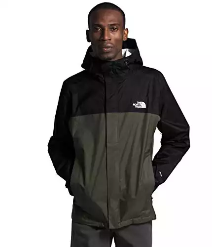 THE NORTH FACE Men’s Venture 2 Waterproof Hooded Rain Jacket (Standard and Big & Tall Size), TNF Black/New Taupe Green, Large
