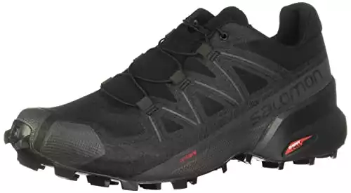 Salomon Speedcross 5 Trail Running Shoes for Men, Black/Black/Phantom, 12.5