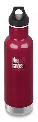 Klean Kanteen Classic Stainless Steel Double Wall Insulated Water Bottle with Loop Cap, 32-Ounce, Beet Root