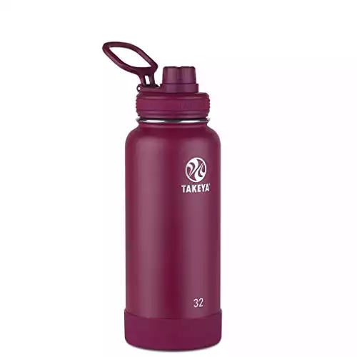 Takeya Actives Insulated Stainless Steel Water Bottle with Spout Lid, 32 oz, Wine