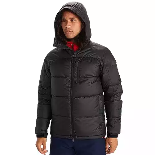 MARMOT Men’s Guides Hoody Jacket | Down-Insulated, Water-Resistant, Lightweight, Jet Black, Large