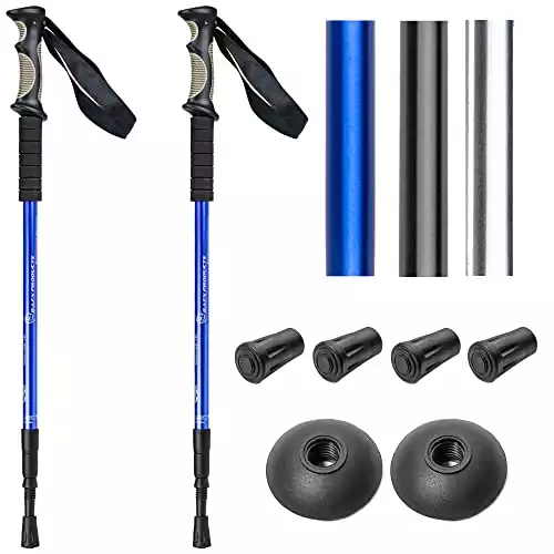 BAFX Products - 2 Pack - Anti Shock Hiking / Walking / Trekking Trail Poles - 1 Pair, Blue, Royal Blue