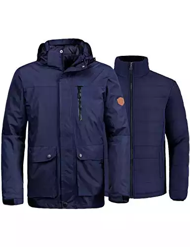 Wantdo Men's Windproof Skiing Jacket Insulated Winter Coat Mountaineering Raincoats Navy S