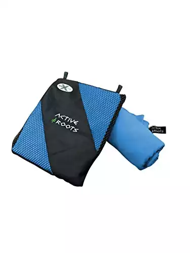 Active Roots Microfiber Travel Towel - Lightweight, Absorbent, Quick Dry, Ultra Compact - Backpacking, Sports, Camping, Gym, Beach, Bath, Yoga, Multiple Sizes (Blue, Medium)