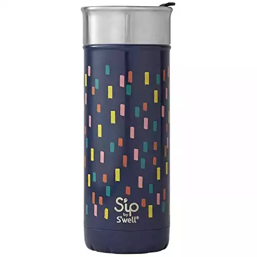 S'ip by S'well Stainless Steel Travel Mug Double-Layered Vacuum-Insulated Food and Drinks Cold and Hot-with No Condensation-BPA Free Water Bottle, 16 Fl Oz, Line Up