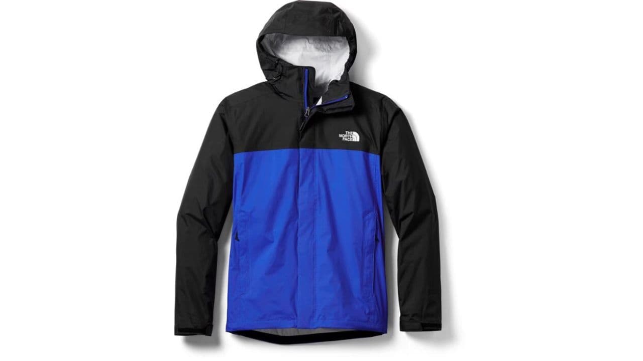 A black and blue North Face Venture 2 jacket