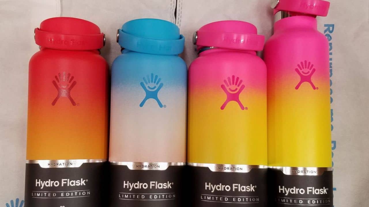 Four limited edition Hydro Flask bottles